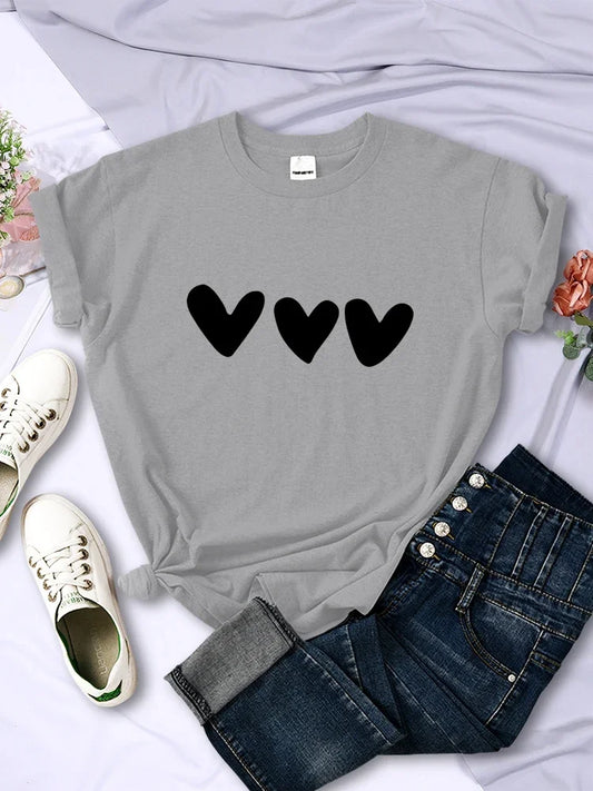 Black Heart Printing Female T-Shirts Personality Street