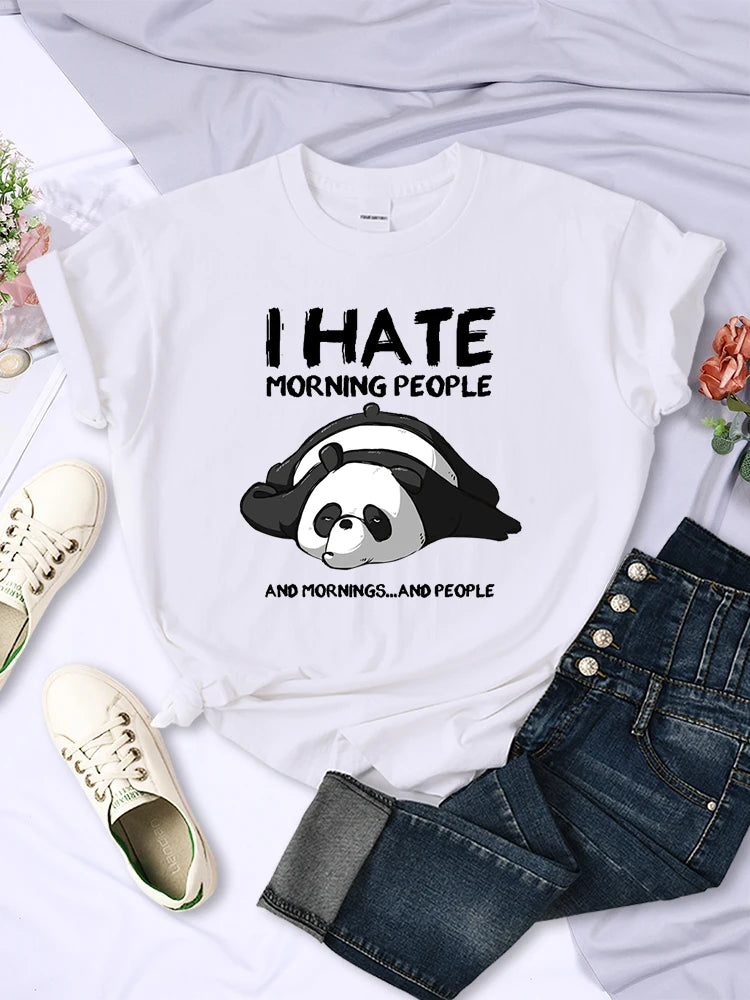 Lazy Panda I Hate Morning People Women Short Sleeve