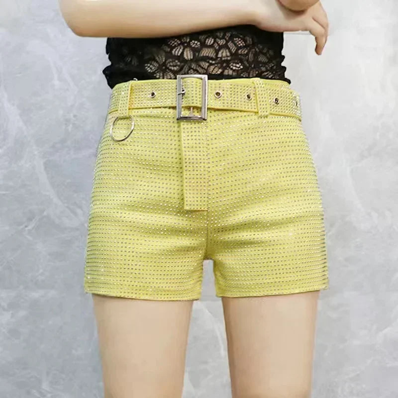 2025 Rhinestone Shorts Women Wide Leg Shorts High