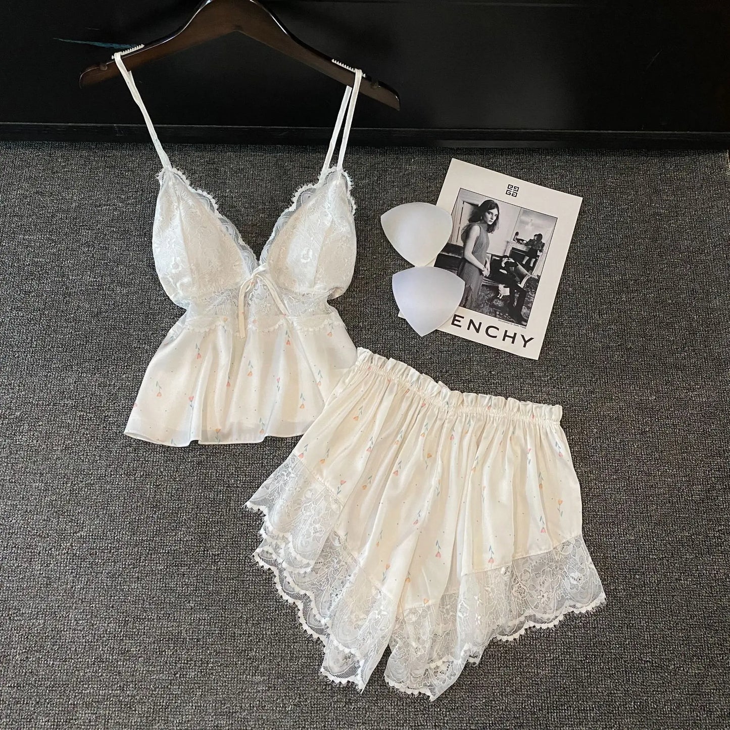 Summer Women Pajamas Lingerie Two Piece Lace