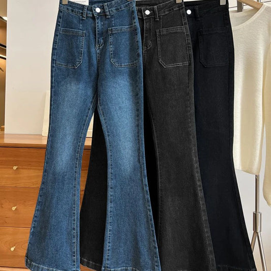 New High Waist Trousers Loose Washed Jeans