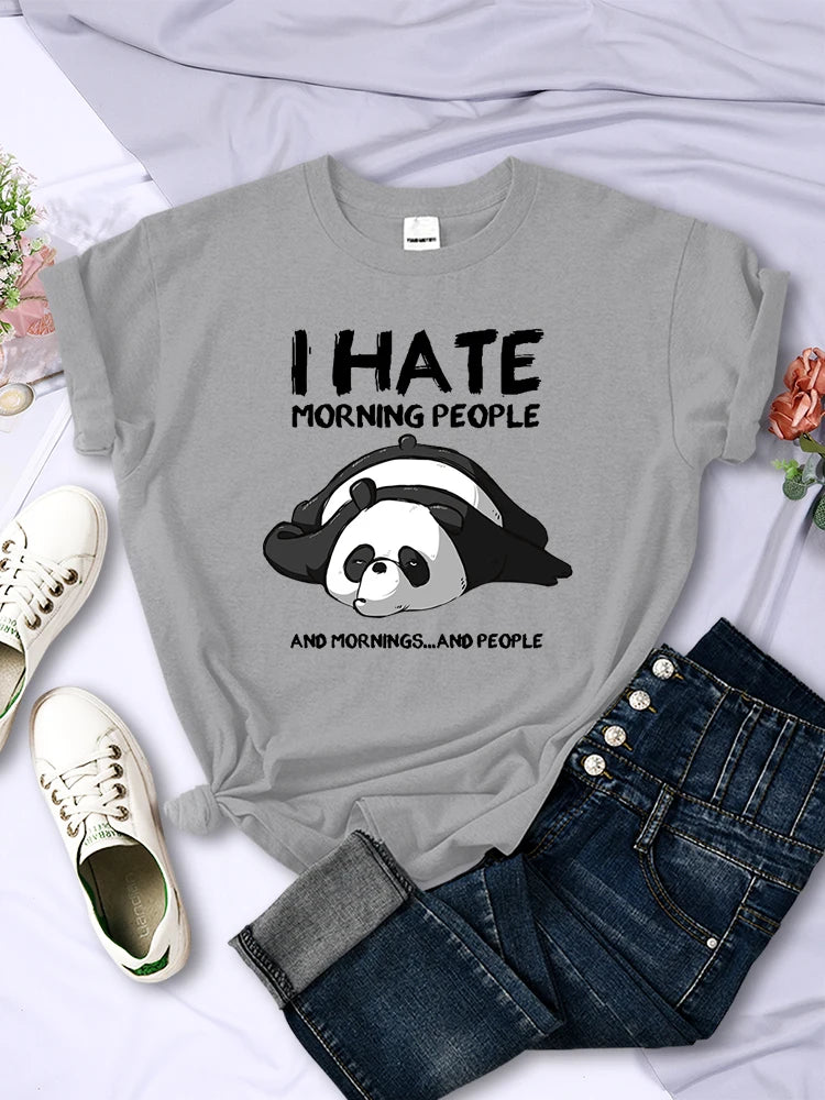 Lazy Panda I Hate Morning People Women Short Sleeve