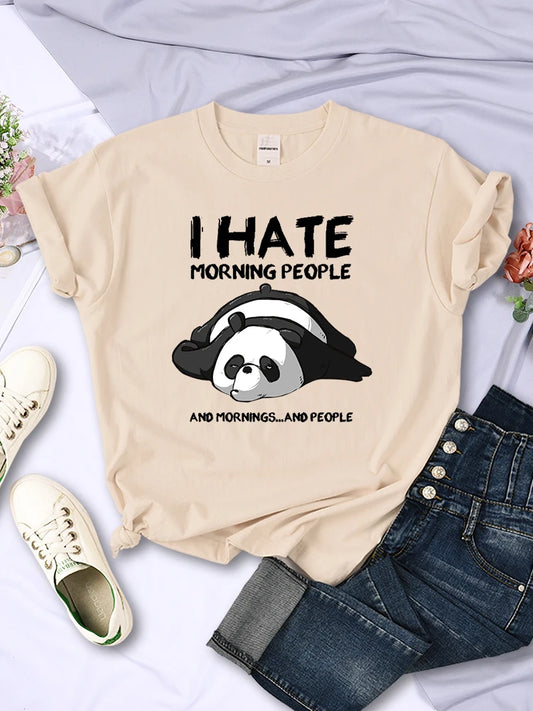 Lazy Panda I Hate Morning People Women Short Sleeve