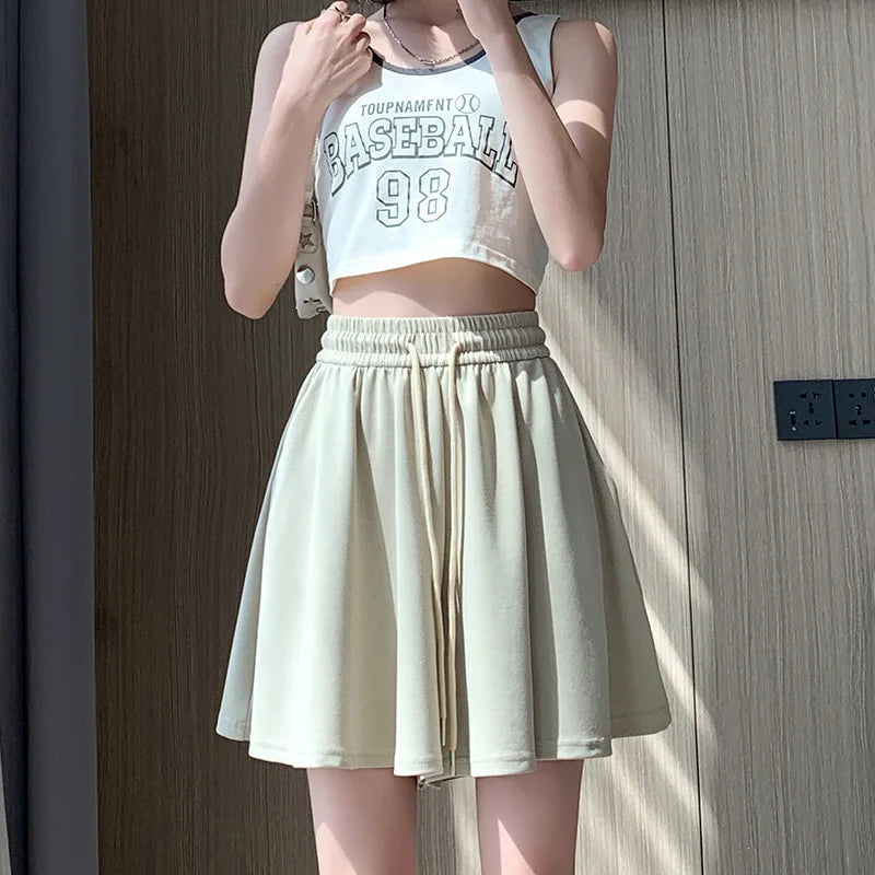 Summer Shorts Skirts Women Elastic High Waist