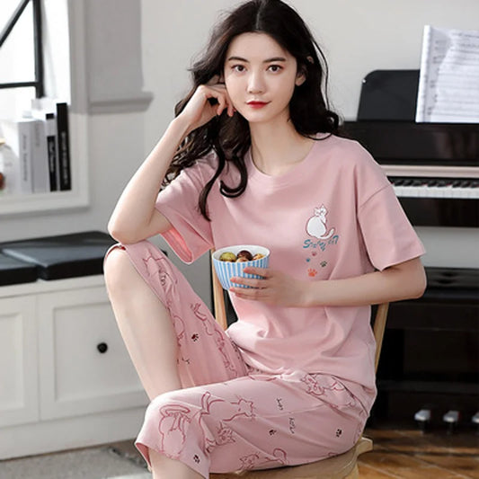 Summer Ladies Pajamas Loungewear Set Women's Summer