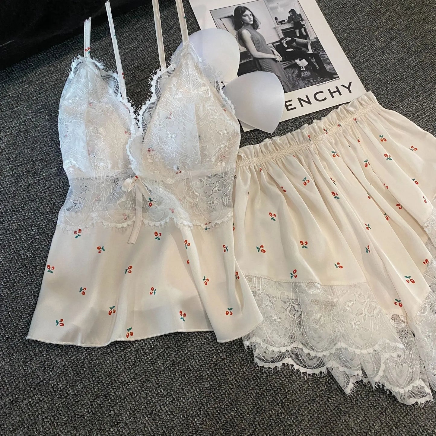 Summer Women Pajamas Lingerie Two Piece Lace