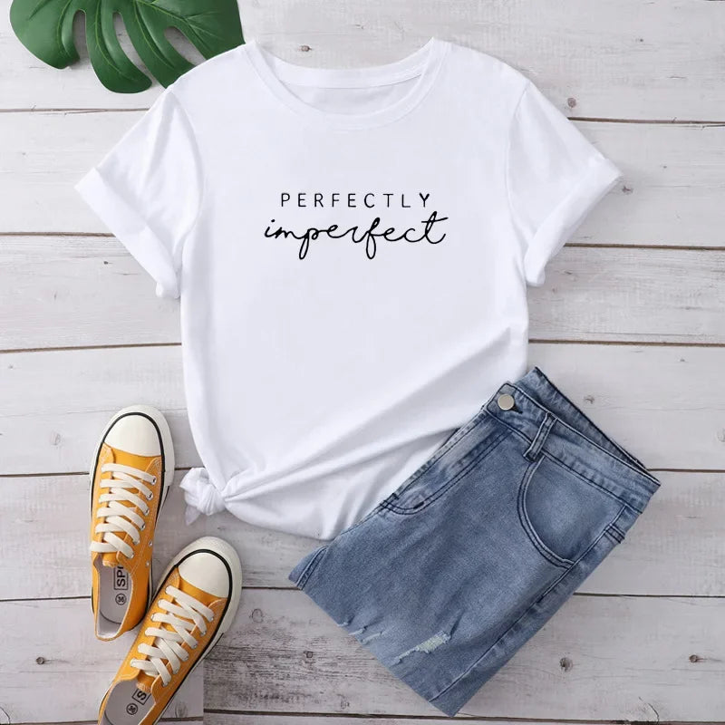 Perfectly Imperfect Letter Print Women's T-shirt