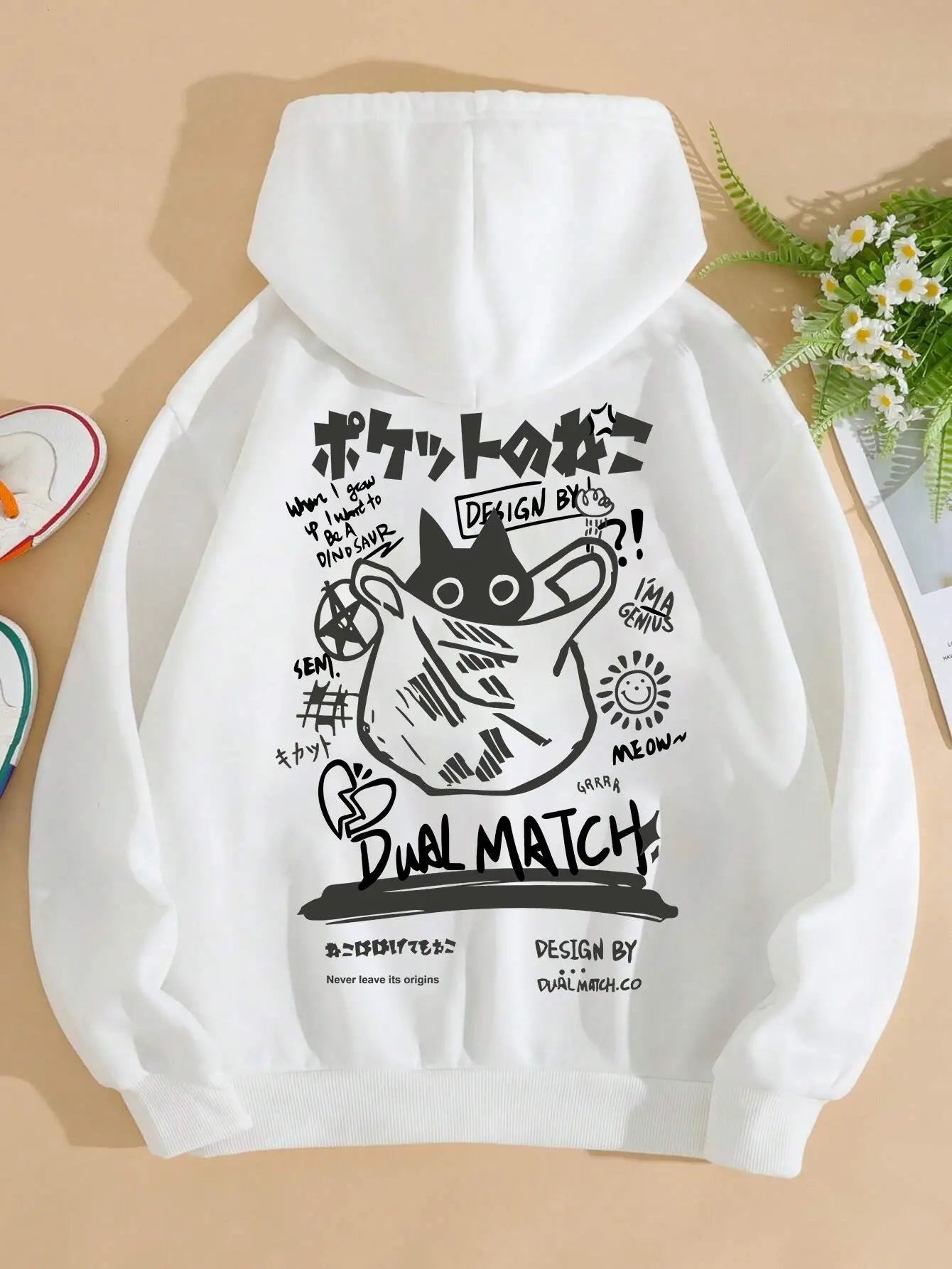 Cute Cat Cartoon Printed Sweatshirt Women Harajuku