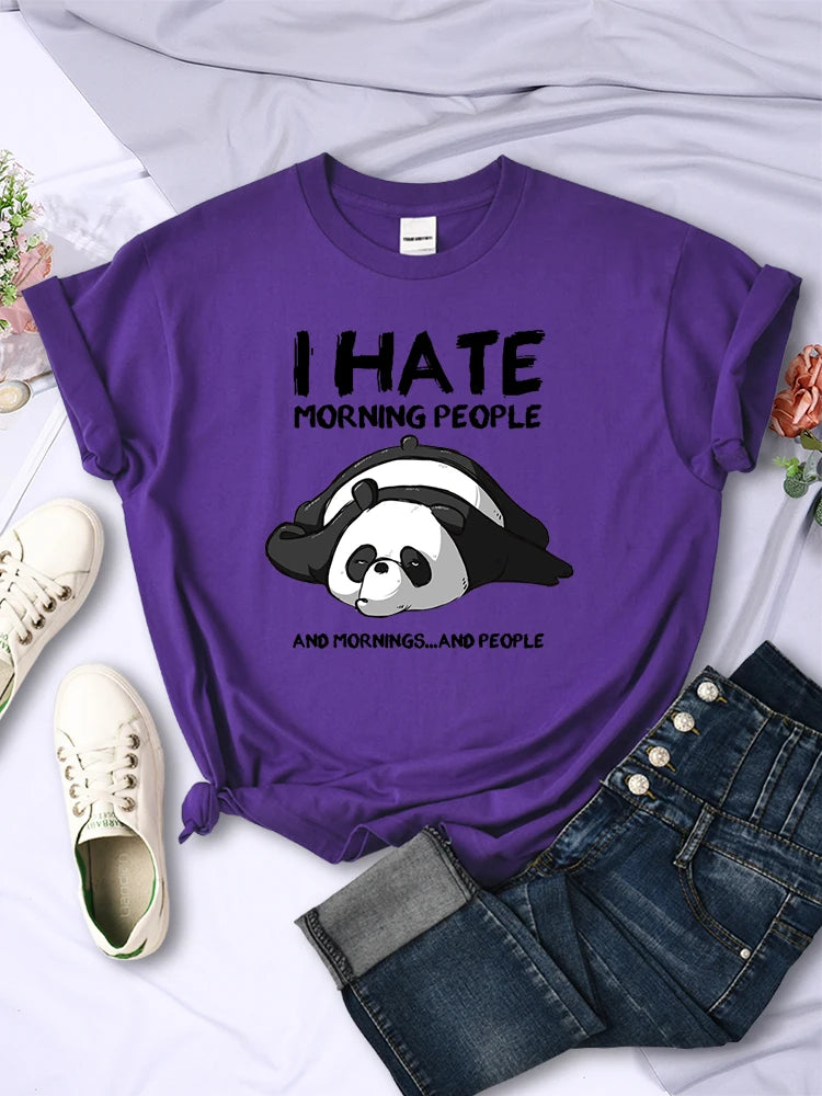 Lazy Panda I Hate Morning People Women Short Sleeve