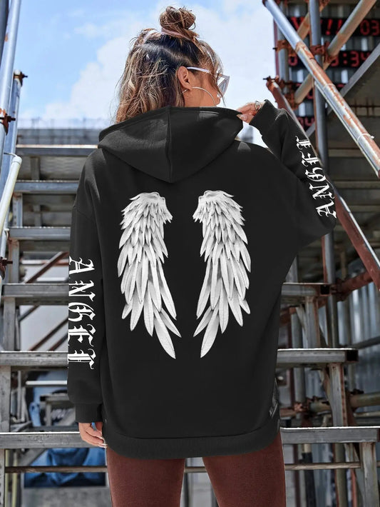 Beautiful Angel Wings Printed Hoodies Women Warm
