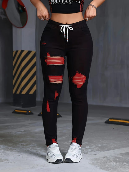 Women's Stretch Jeans Elastic Waist Drawstring