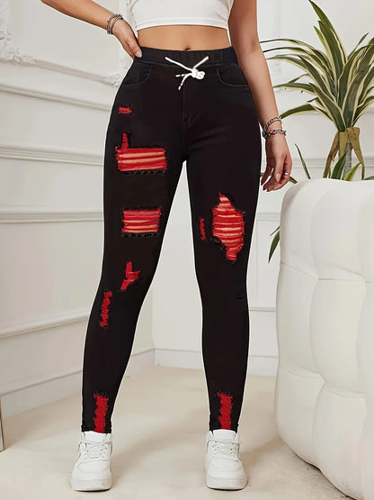 Women's Stretch Jeans Elastic Waist Drawstring