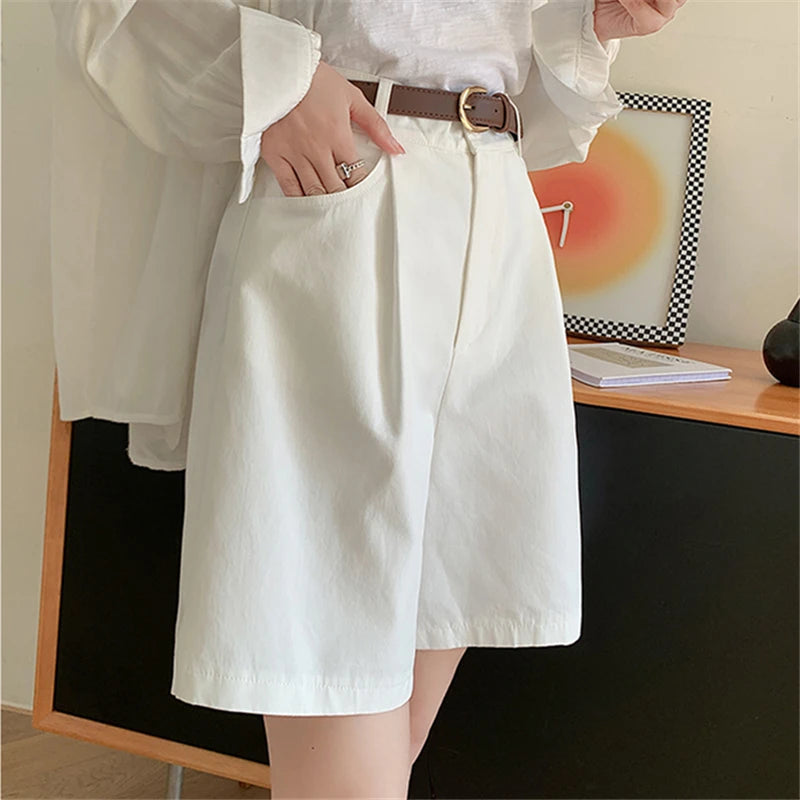 High Waist Summer Cotton Linen Women's Workwear
