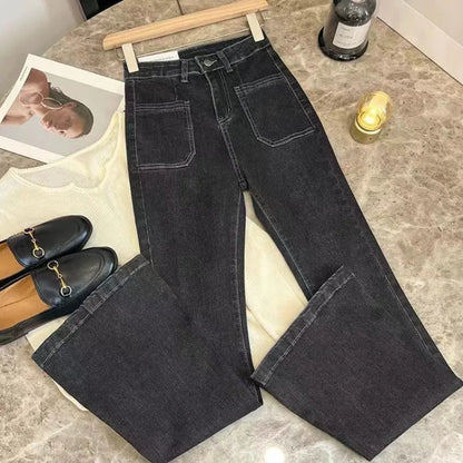 New High Waist Trousers Loose Washed Jeans