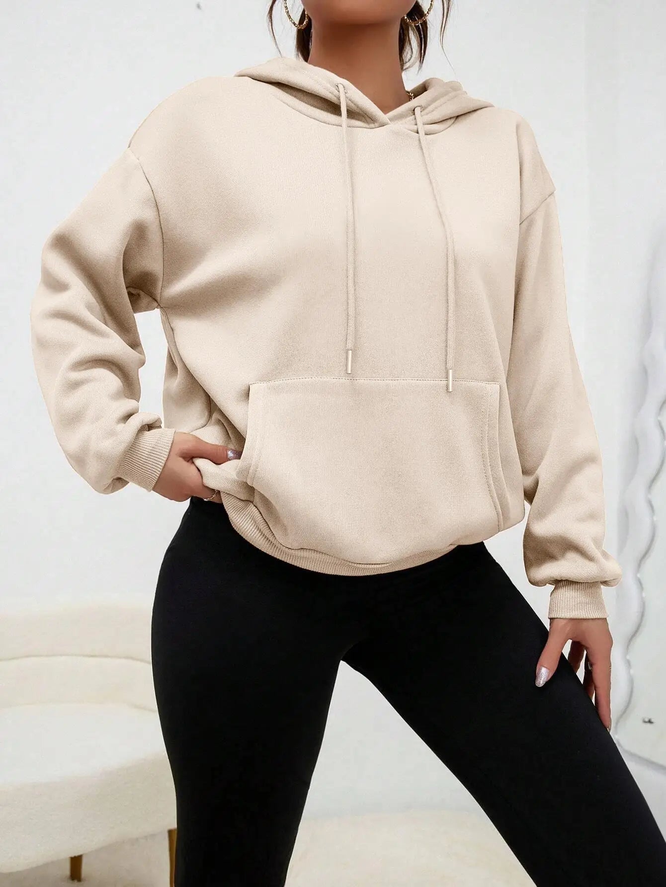 Graffiti Line Bear Simple Print Female Hoody Harajuku