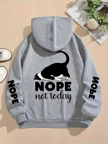 Nope Not Today Prints Hoodies Womens Cute Cat