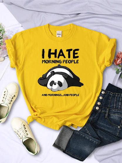 Lazy Panda I Hate Morning People Women Short Sleeve