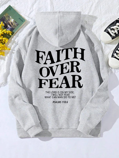 Casual Women's Hoodies Faith Over Fear Letter Printing