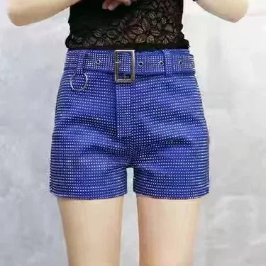 2025 Rhinestone Shorts Women Wide Leg Shorts High