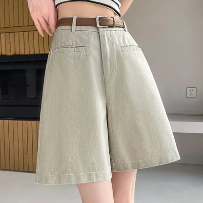 Summer Cotton and Linen Women's Wide Leg Shorts