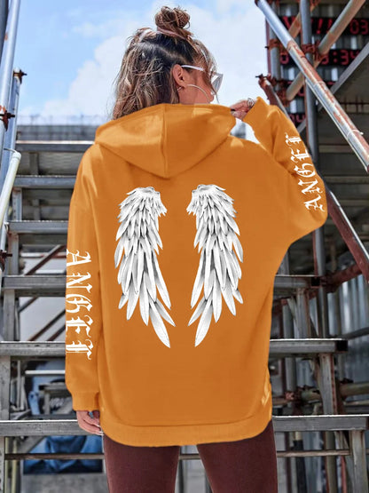Beautiful Angel Wings Printed Hoodies Women Warm