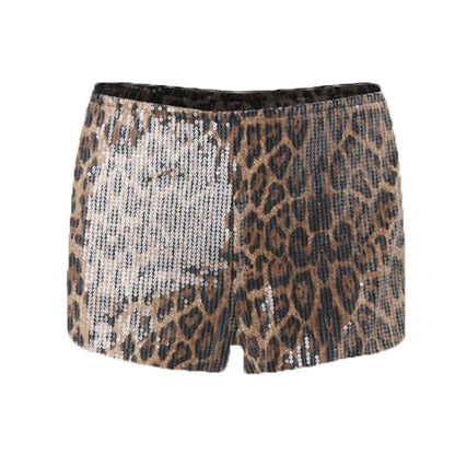 WhereMery Retro Leopard Print Seguins Shiny Chic