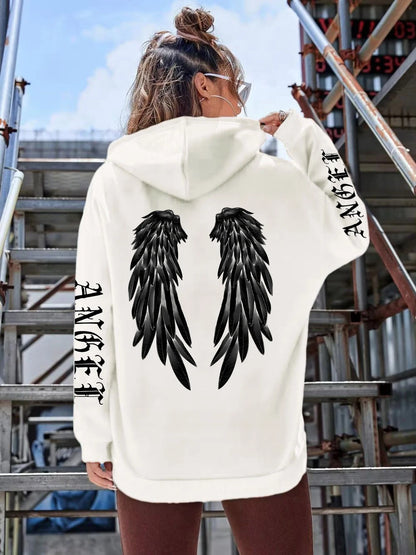 Beautiful Angel Wings Printed Hoodies Women Warm