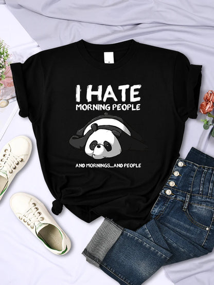 Lazy Panda I Hate Morning People Women Short Sleeve