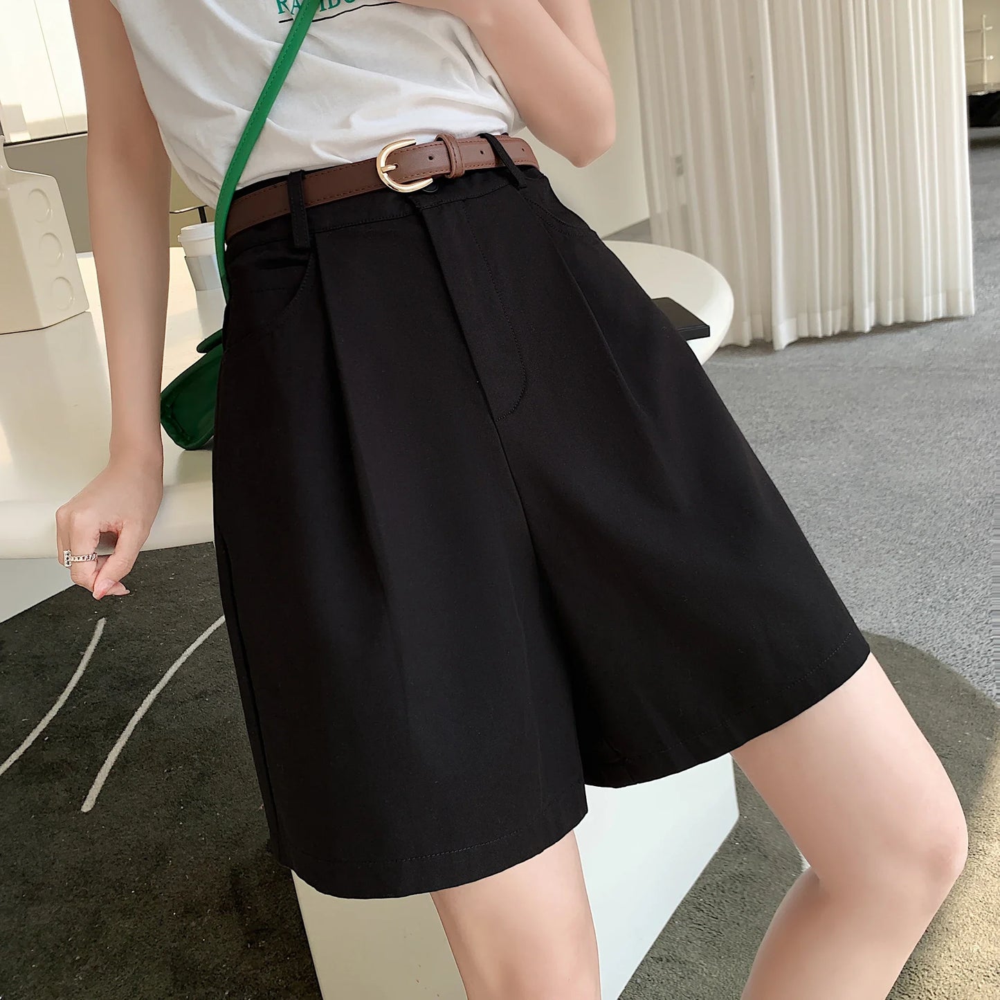 High Waist Summer Cotton Linen Women's Workwear