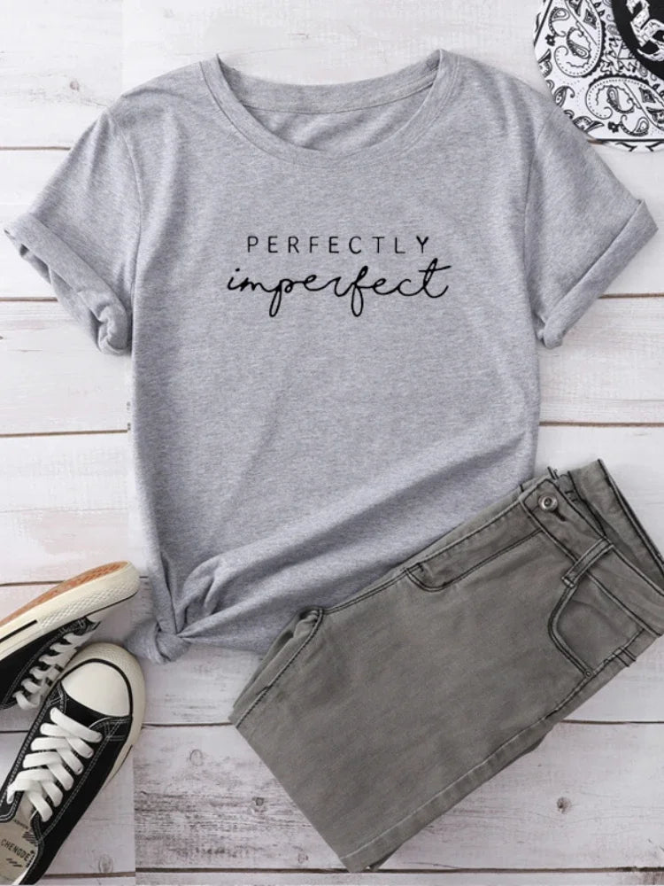 Perfectly Imperfect Letter Print Women's T-shirt