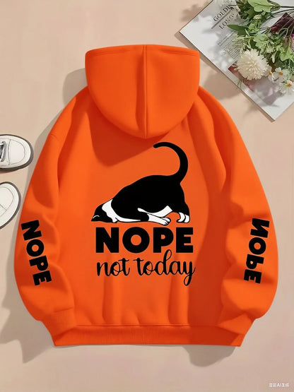 Nope Not Today Prints Hoodies Womens Cute Cat