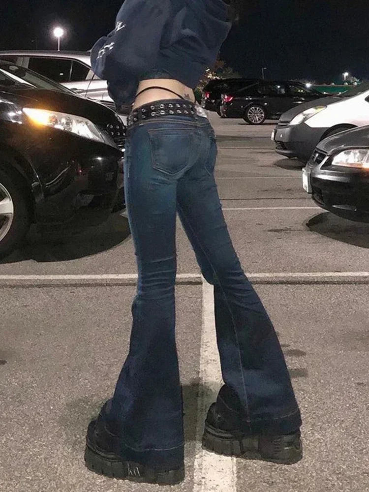Kalevest Y2K High Street Low Rise Jeans Blue Women