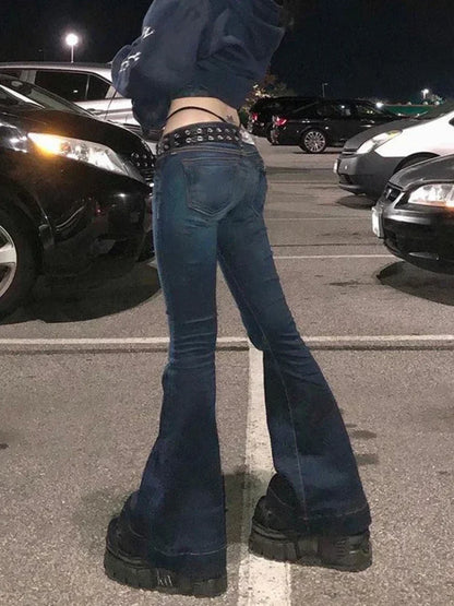 Kalevest Y2K High Street Low Rise Jeans Blue Women