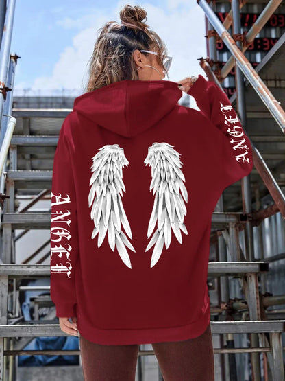 Beautiful Angel Wings Printed Hoodies Women Warm