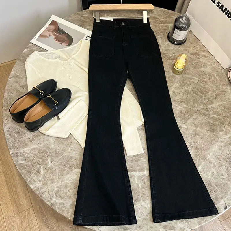 New High Waist Trousers Loose Washed Jeans
