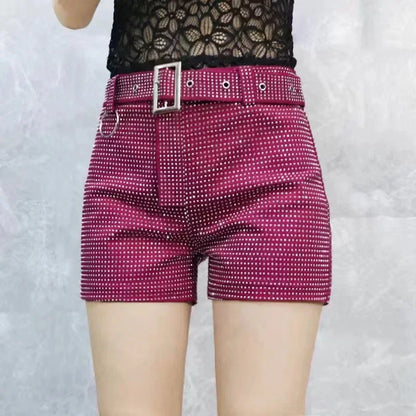 2025 Rhinestone Shorts Women Wide Leg Shorts High