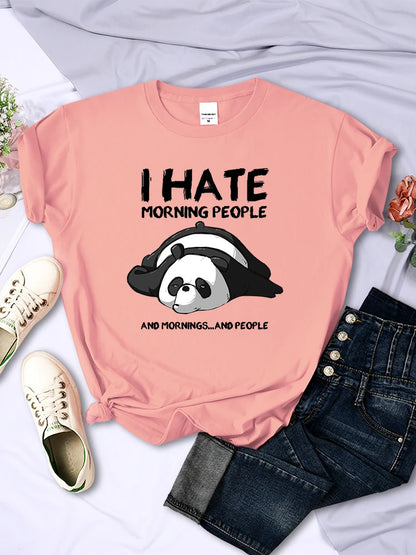 Lazy Panda I Hate Morning People Women Short Sleeve