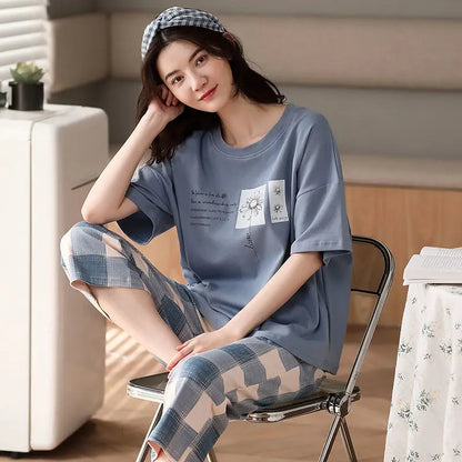 Summer Ladies Pajamas Loungewear Set Women's Summer