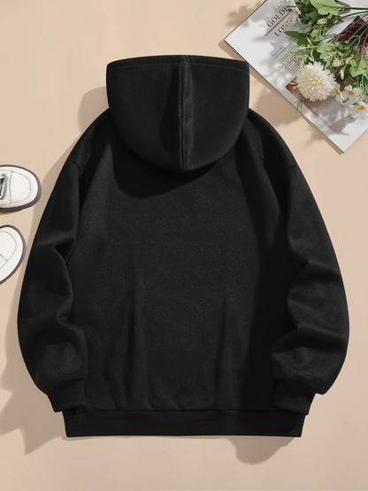 Letter Print Hoodie, Drawstring Long Sleeve Casual