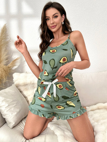women's pajamas two-piece set of Sleeveless tops