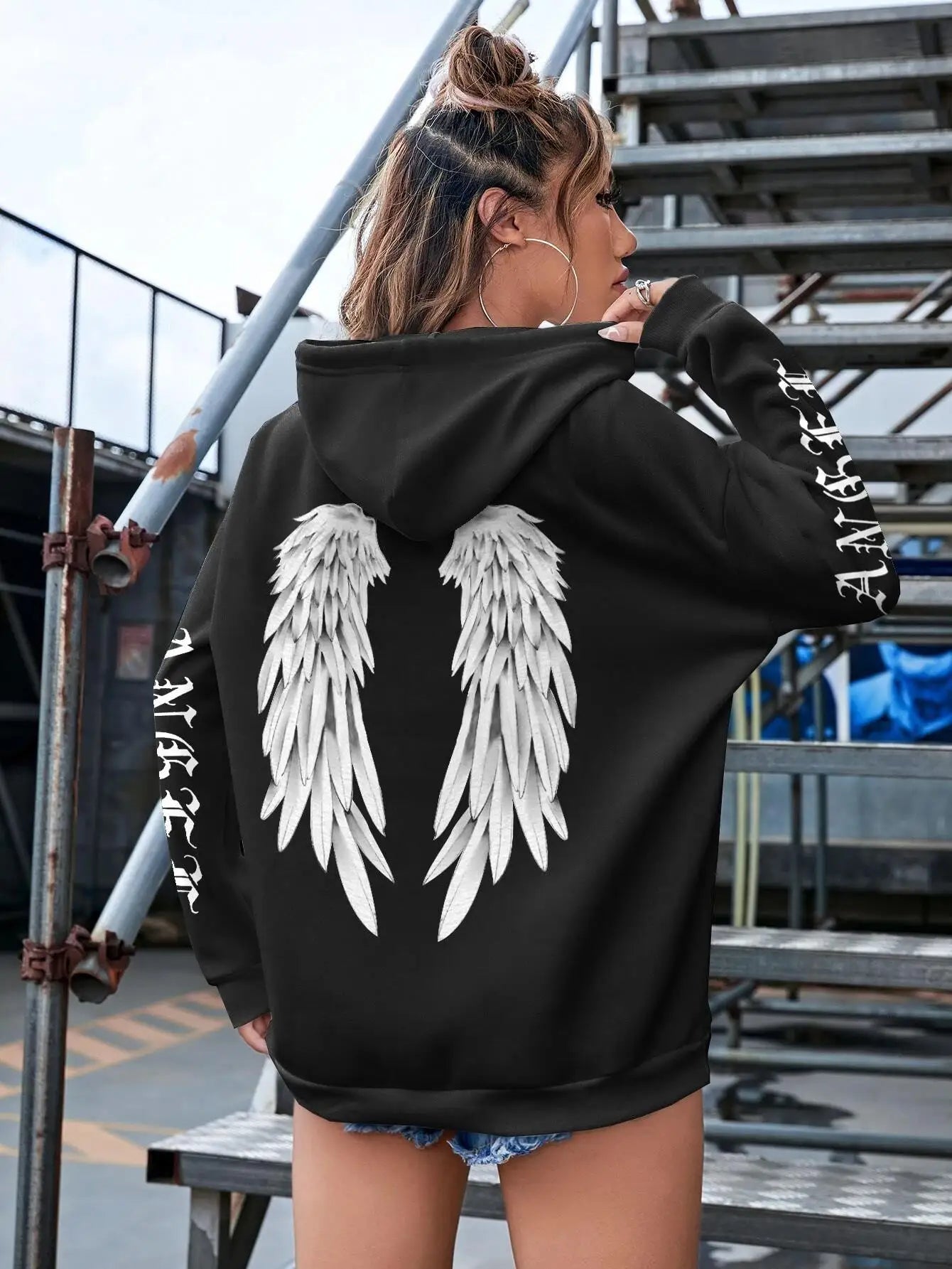 Beautiful Angel Wings Printed Hoodies Women Warm
