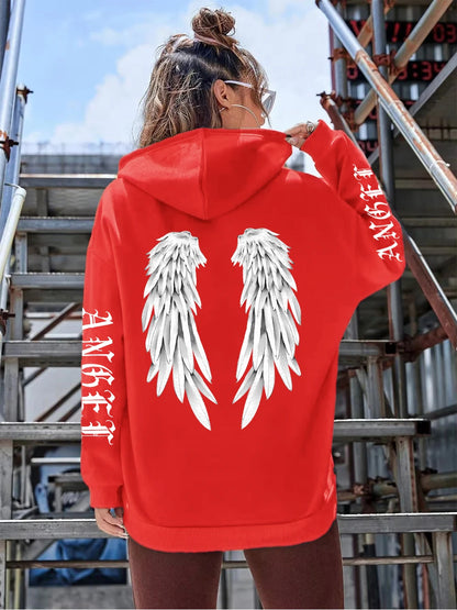 Beautiful Angel Wings Printed Hoodies Women Warm