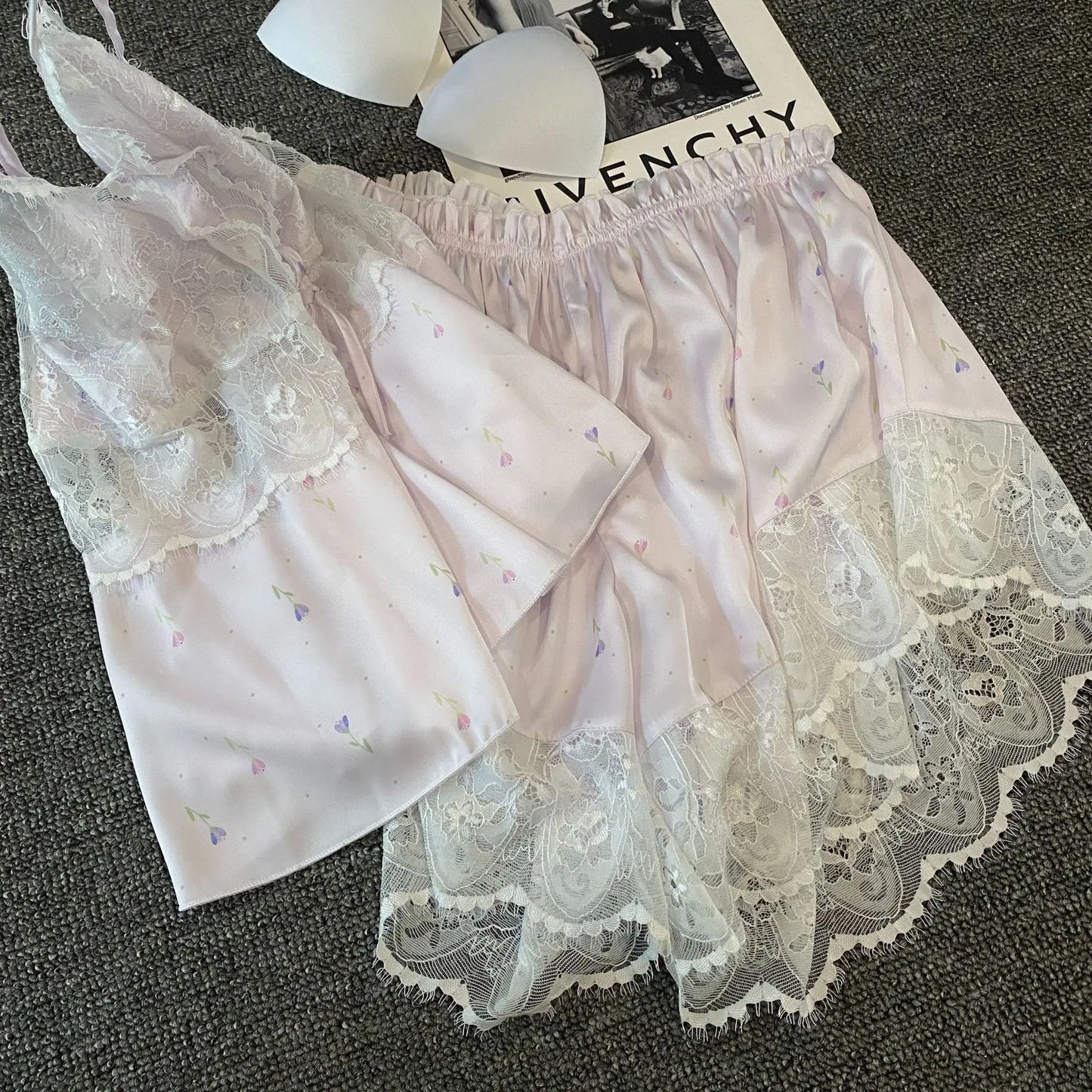 Summer Women Pajamas Lingerie Two Piece Lace