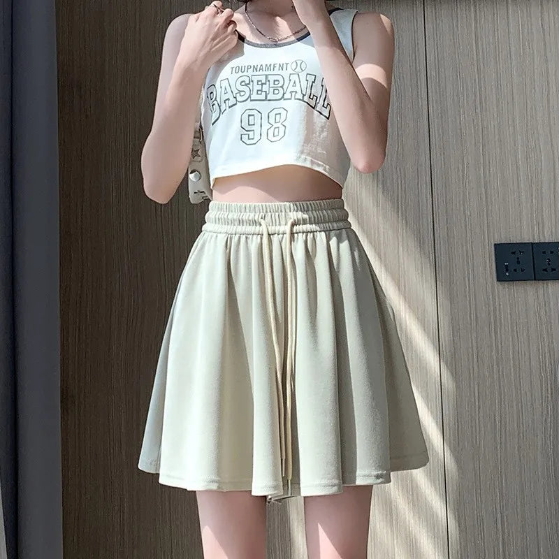 Summer Shorts Skirts Women Elastic High Waist