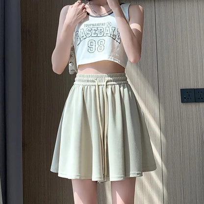 Summer Shorts Skirts Women Elastic High Waist
