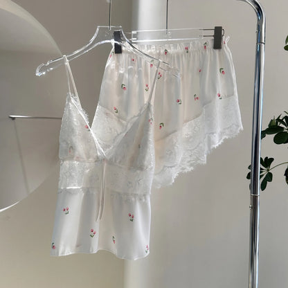 Summer Women Pajamas Lingerie Two Piece Lace