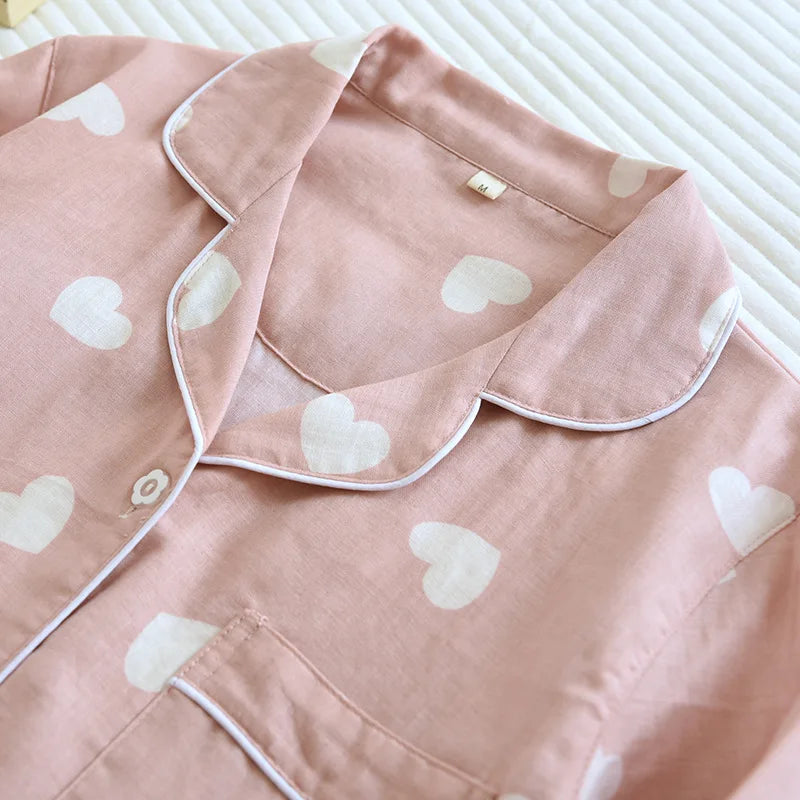 New Spring and Autumn Pajama Set Women's 100% Cotton