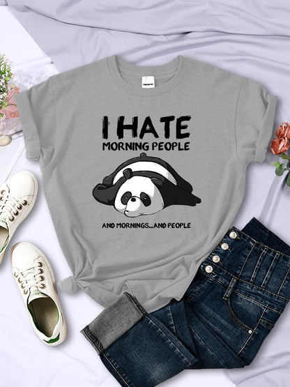 Lazy Panda I Hate Morning People Women Short Sleeve