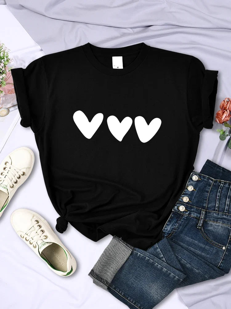 Black Heart Printing Female T-Shirts Personality Street