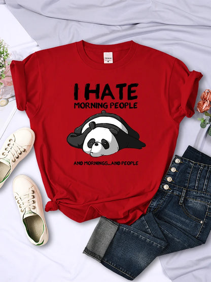 Lazy Panda I Hate Morning People Women Short Sleeve